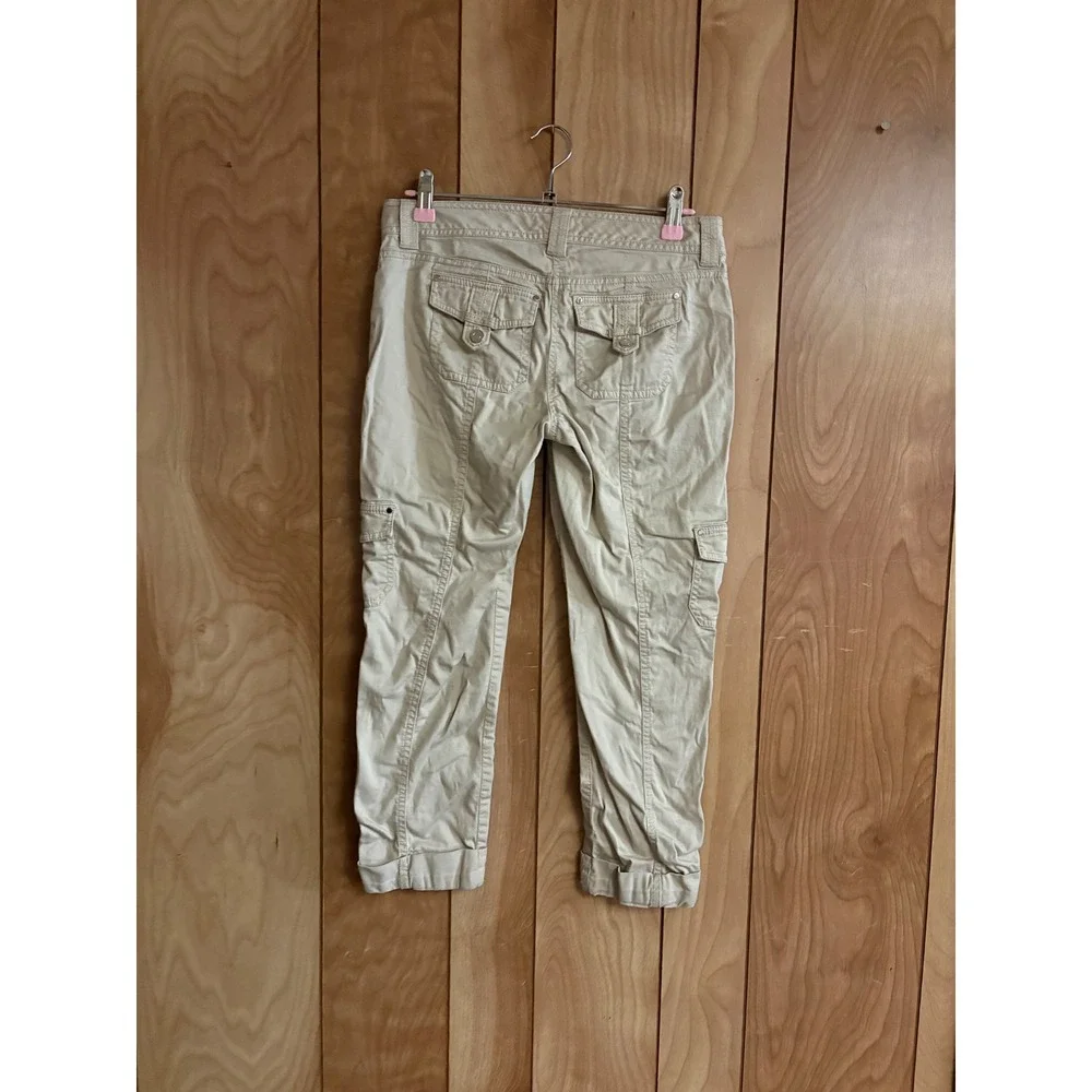 White House Black Market Womens Tan Khaki Cargo Crop Leg Pants Size 00 Utility - Picture 2 of 6